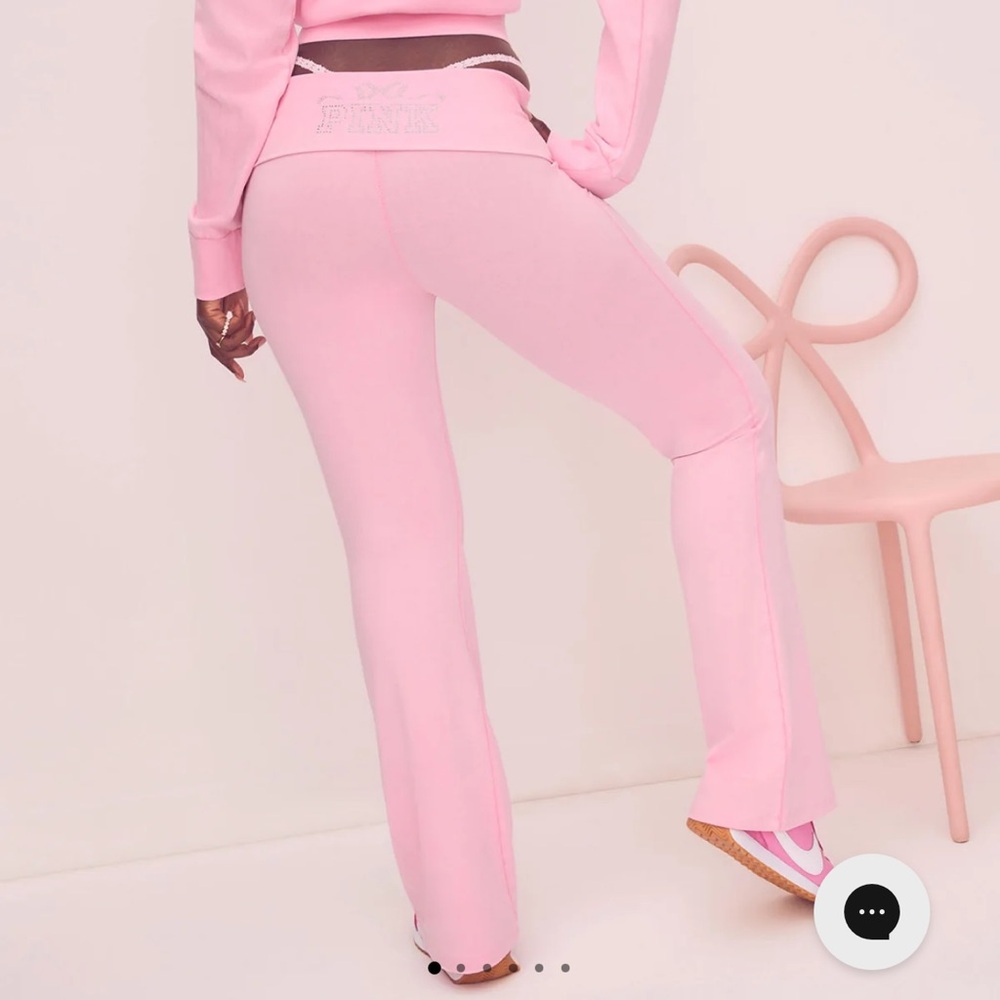 Pink Foldover Flare leggings